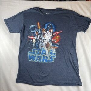 Star Wars T-shirt Luke Princess Leia Darth Vader Hans Solo Chewbacca Black LG‎